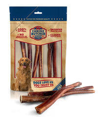 Canine Butcher Shop bully-stick 10 pouces, pack de 6, idéal pour mâcher durablement.