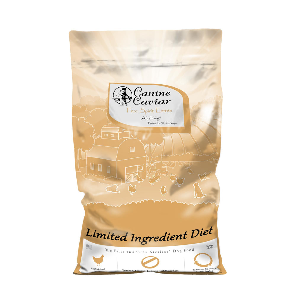 Canine Caviar Free Spirit poulet-millet perle, emballage sac 22 lb, alimentation alcaline