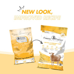 Canine Caviar Open Meadow bol nourriture chien montrant portion équilibrée.