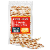 Canine Chews – torsades poulet enrobées boeuf: friandise durable pour chiens.
