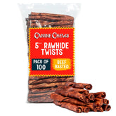 Bâtonnets Canine Chews torsades peau de bœuf pour petits chiens, goût savoureux.