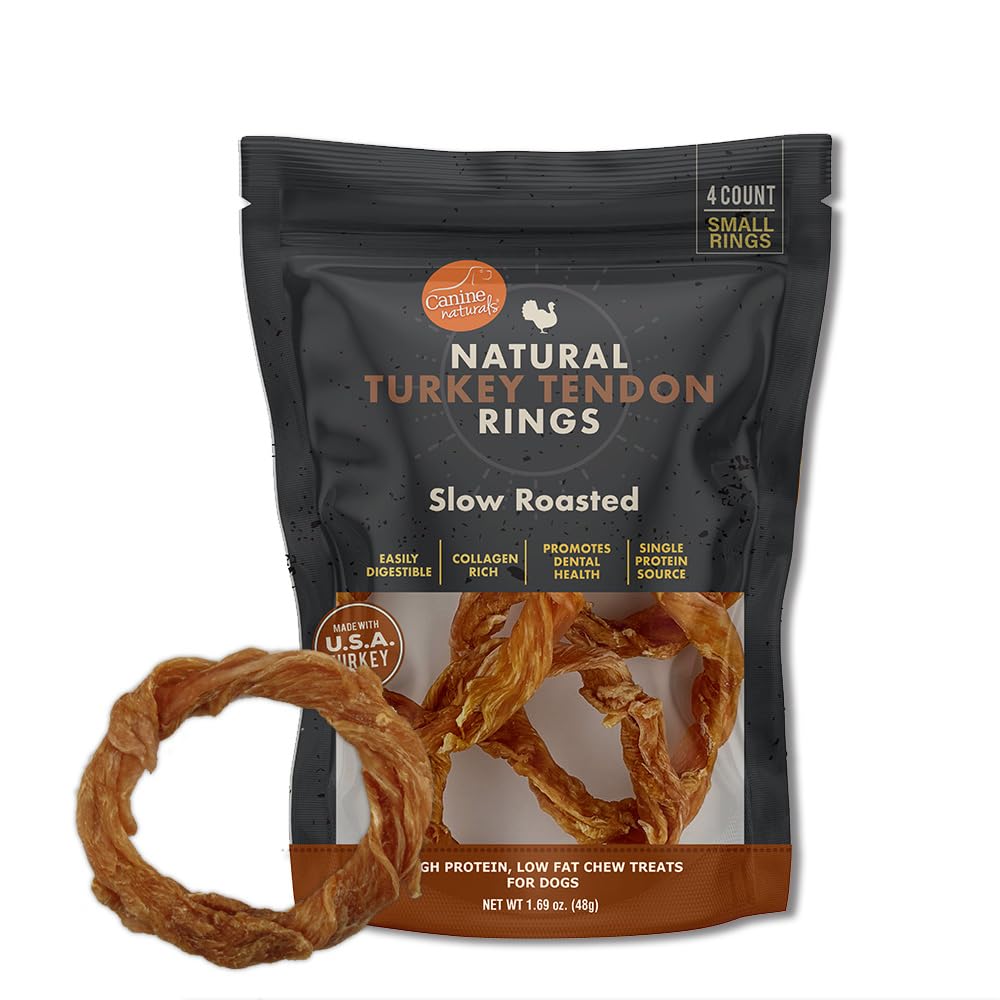 Canine Naturals Anneaux Tendon Dinde Naturels emballage prêt à l'emploi.