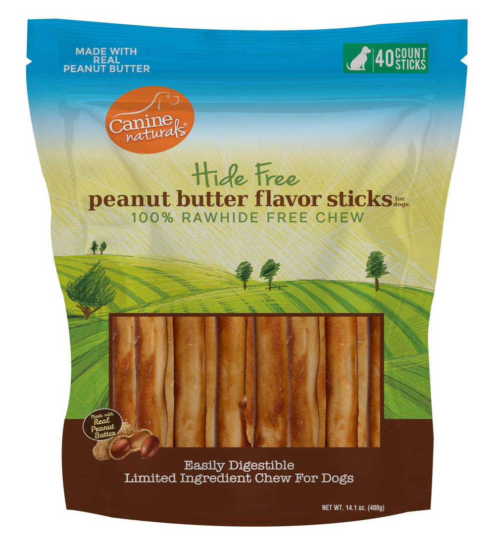 Canine Naturals baton beurre d'arachide 5 pouces, friandise longue durée sans rawhide.