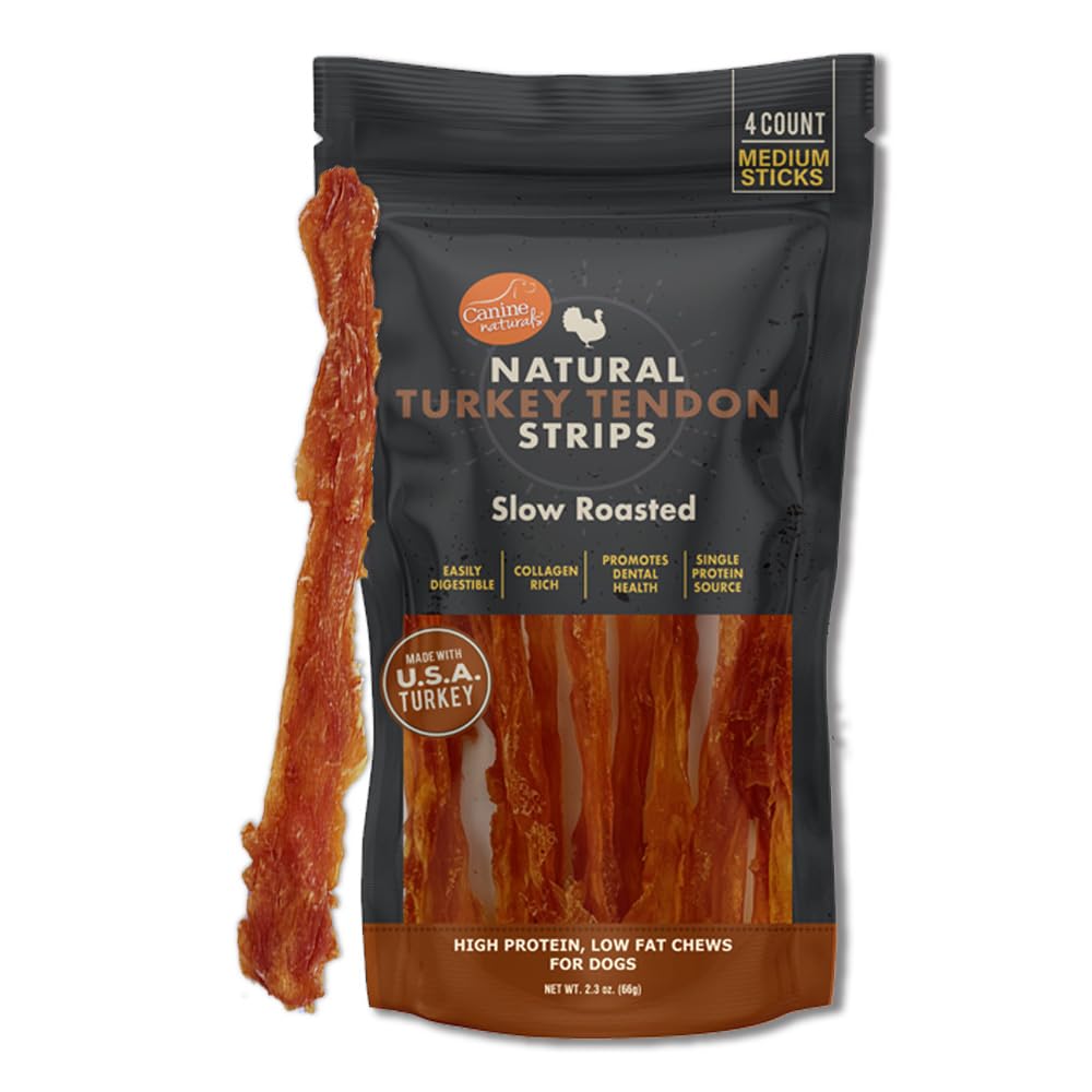 Friandise Canine Naturals tendons de dinde naturels, emballage prêt à offrir.