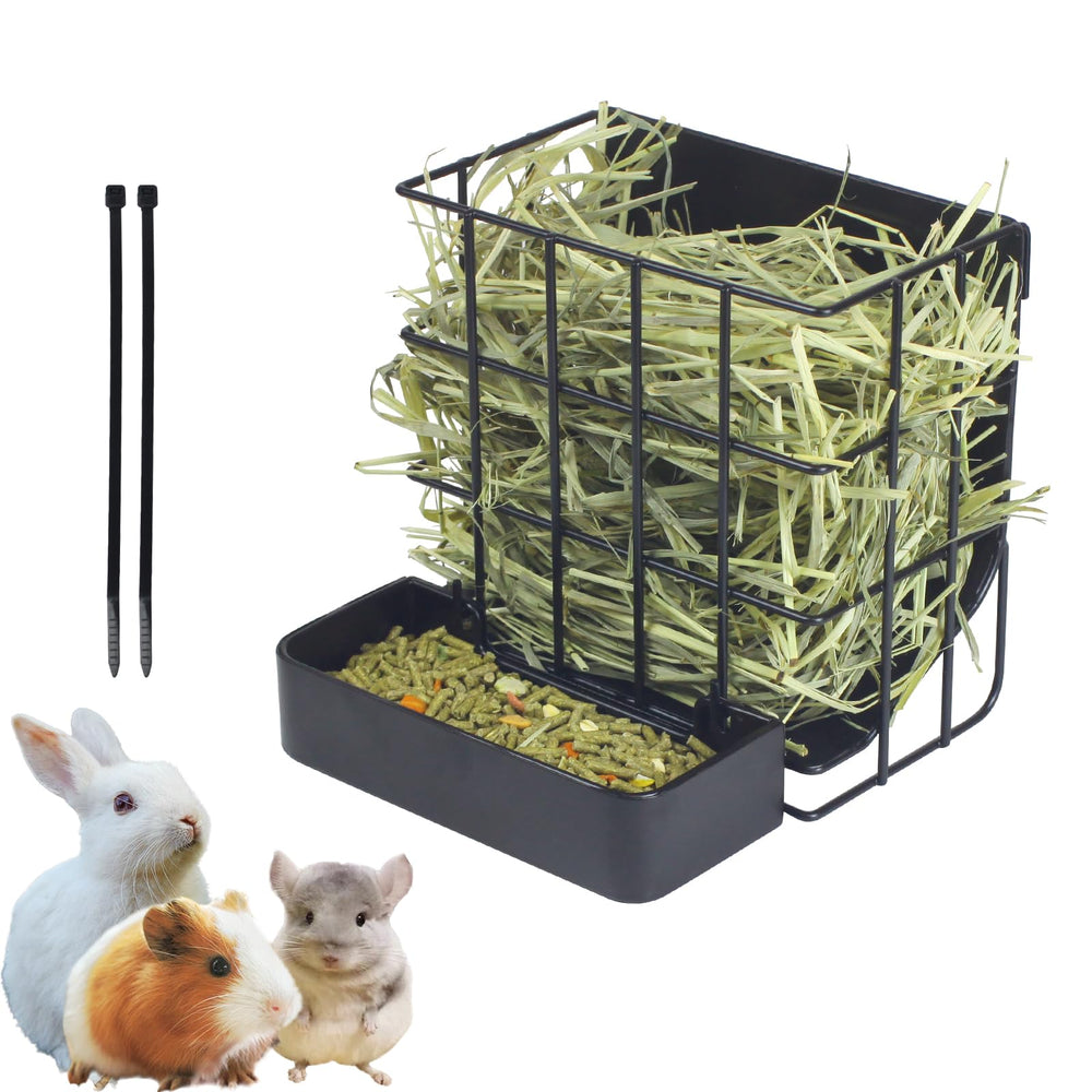 CAIQINLI nourrisseur-foin-lapin-avec-crochet: pratique et sûr pour le placement en cage