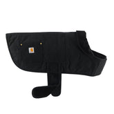 Carhartt manteau pour chien imperméable en action, focus sur le visage du chien.