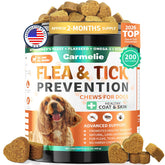 Carmelie gommes puces ettiques, boîte de 200, friandises naturelles pour chiens lors des sorties.
