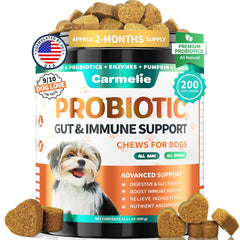 Carmelie probiotiques pour chien – bouteille : soutien digestif pratique et facile à intégrer.