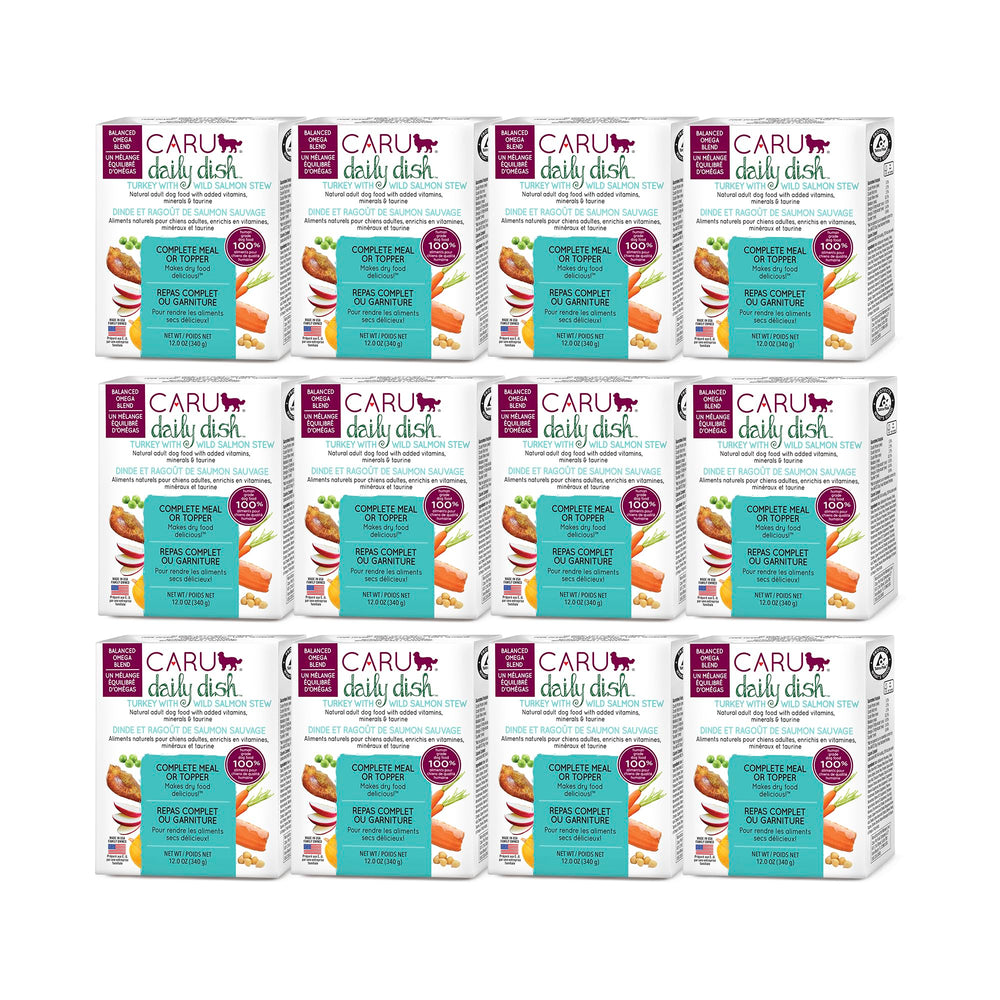 Caru Daily Dish - bol dinde-saumon, repas appétissant pour chien et digestion saine.