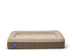 Casper lit chien microfibres durables sable, revêtement robuste et résistant.