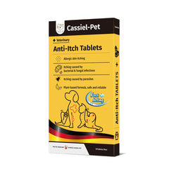 Cassiel pet Dog Allergy Relief Chews : emballage clair, soutien naturel pour démangeaisons.