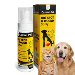 Cassiel pet spray zone irritée pour chiens et chats, soulage les démangeaisons et favorise le confort.