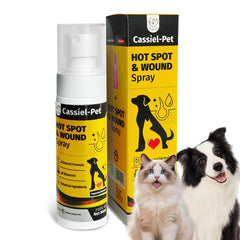 Cassiel pet spray zones chaudes, bouteille prête à apaiser l'irritation cutanée.
