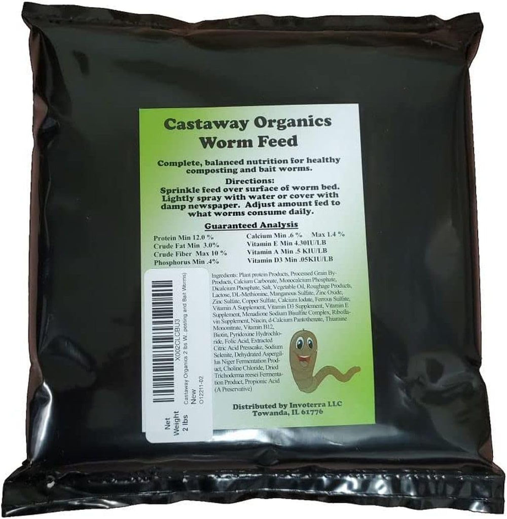 Castaway Organics, alimentation vers de compostage avec mélange équilibré pour croissance des vers