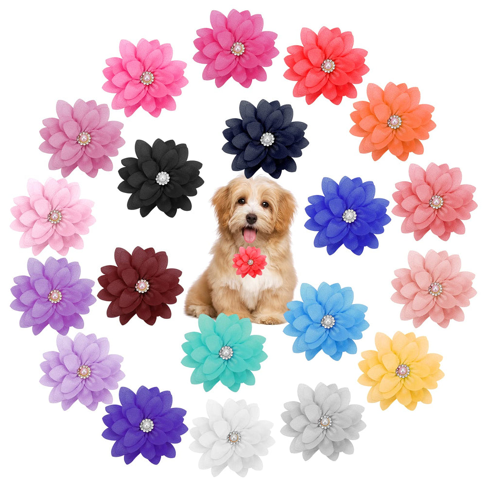 Catcan fleur-collier chien perle chiffon rose, accessoire élégant pour occasions spéciales et photos mignonnes.