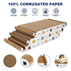 CATISM Grattoir chat pliable triangle, assemblage facile, transforme en maison 3D.