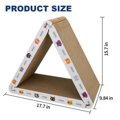 CATISM Grattoir chat pliable triangle, vue arrière, base anti-dérapante pour stabilité.