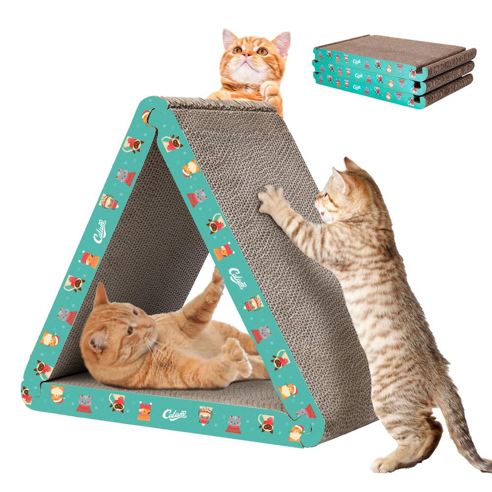 CATISM grattoir chat triangle pliable, pratique pour occuper et divertir votre chat.