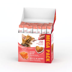 Catit Creamy tube saumon sur assiette, service pratique pour récompenser après le jeu.