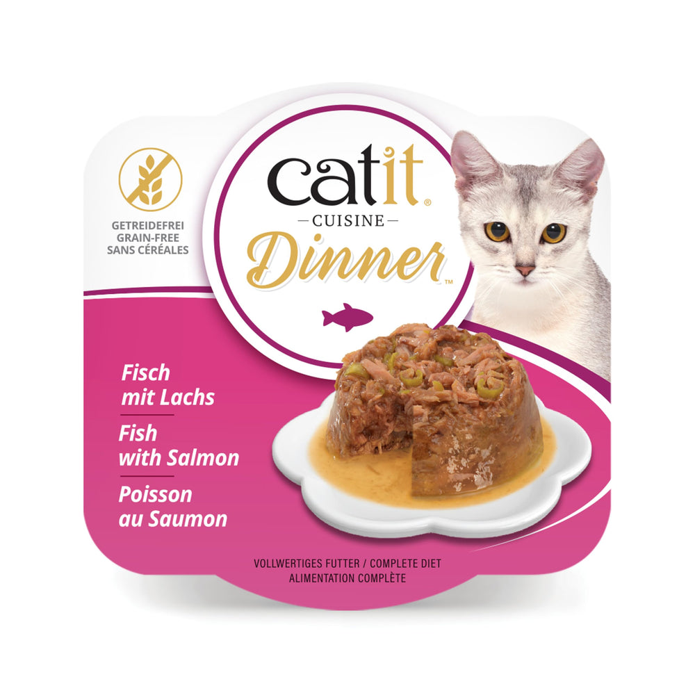 Catit Dîner Poisson saumon-sauce riche dans bol pour hydrater le repas