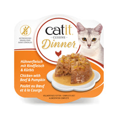 Catit Dîner au poulet avec boeuf et potiron dans un bouillon savoureux.