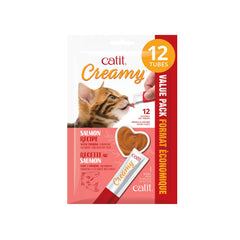 Catit friandise à lécher saumon en tube, récompense hydratante pour chat.