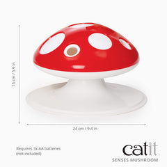 Catit Senses 2.0 Mushroom et son mécanisme, divertit le chat grâce à la plume.