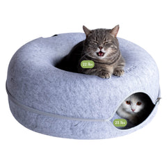 Cattasaurus Peekaboo caverne-chat-donut: refuge douillet pour sieste et jeu.