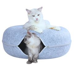Cattasaurus Peekaboo caverne-donut-haut offre un cocon confortable pour chats.