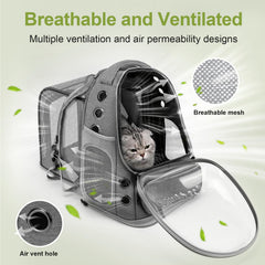 Cawypety sac dos chat matériaux respirants – ventilation efficace pour le confort.