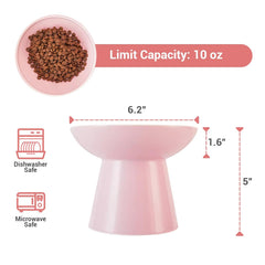 Bol CEEFU rose pour chat, hauteur pratique pour éviter l'inconfort en mangeant.