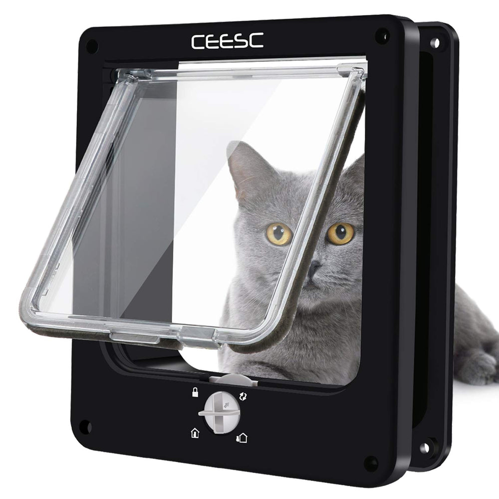 Porte CEESC pour chat médium avec verrouillage à 4 voies, pratique et sécurisée.