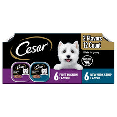 Cesar Filets en Sauce Filet Mignon : repas savoureux et protéiné pour chien adulte.