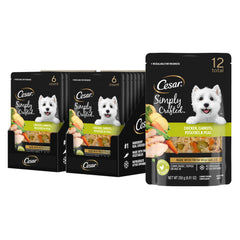 Cesar garniture humide au poulet et légumes, idéale pour agrémenter les croquettes.