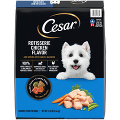 Cesar petit chien rotisserie poulet : repas savoureux et texture facile à mâcher.