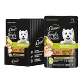 César Simply Crafted: poulet-carottes-pommes-de-terre-pois en sachet 8 oz, prêt à servir.
