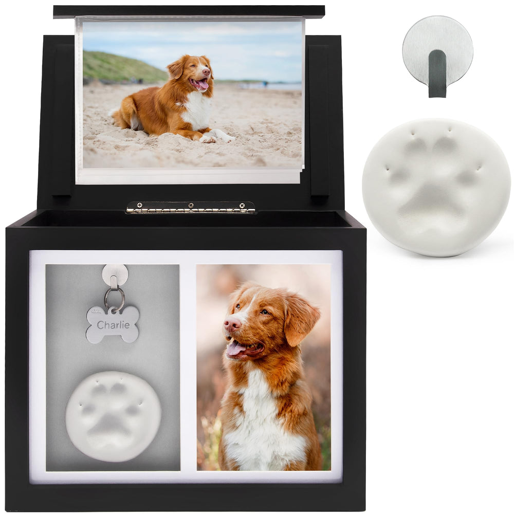 Urne Chasing Tails avec verre protege, cadre elegant pour honorer votre chien
