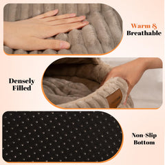 CHEERPALS grotte-lit khaki, berceau doux et enveloppant pour chats.