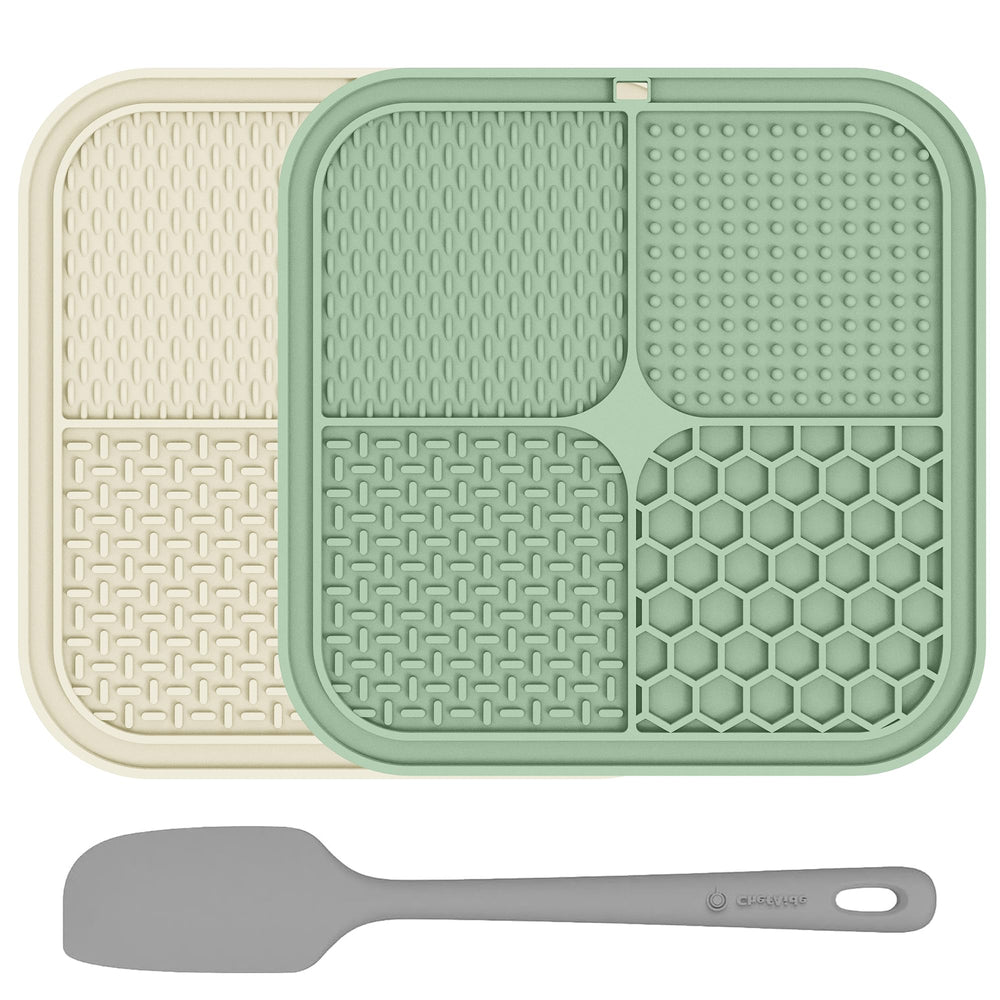 ChefAide tapis à lécher ensemble 2-pack pour chiens et chats, adhérence fiable et textures variées.