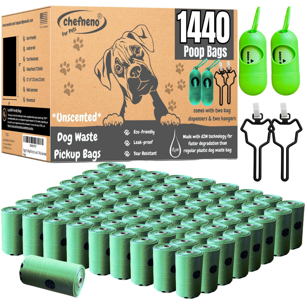 Sacs biodégradables CHEFNENO avec distributeur, pratique pour les crottes quotidiennes.