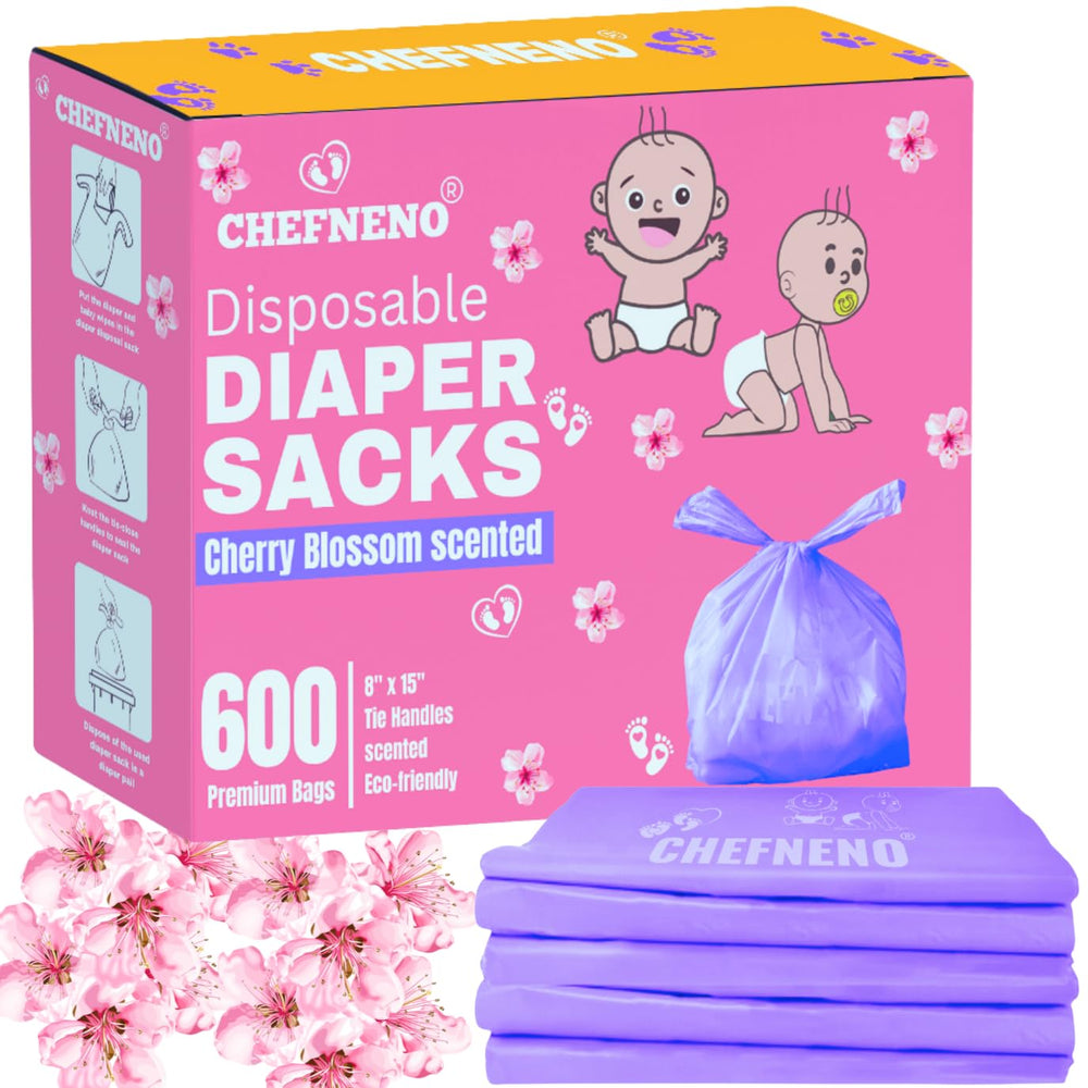 Sacs CHEFNENO pour couches avec boucle-poignée pratique pour fermer et limiter les odeurs.