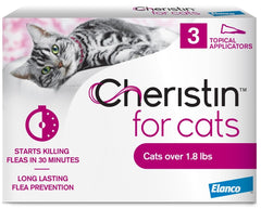 Cheristin appliqué sur la nuque du chat, pratique et rapide.