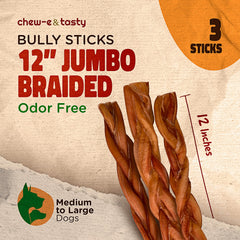 Chew-e-tasty Bully Sticks haute protéine, friandise naturelle et nutritive.