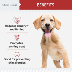 Chew + Heal Labs bacon-flavor, friandises faciles à administrer quotidiennement.