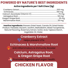 Chew + Heal Labs bouchées canines: format moelleux et saveur poulet appréciés.