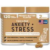 Chew + Heal Labs friandises apaisantes pour chien dans un bocal, favorisant le calme