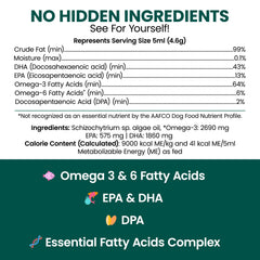 Chew + Heal Labs – huile omega3 végan pour chiens, sans poisson et riche en EPA et DHA.