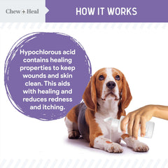Chew + Heal Labs: irritation-peau pour chiens, solution topique simple.