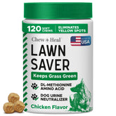Chew + Heal Labs neutralisateur-urine-chien, bouteille pratique, contribue à une pelouse plus verte.