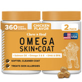 Chew-Heal-Labs Omega3 poisson chien: bouchées 360 pour peau et pelage sains.